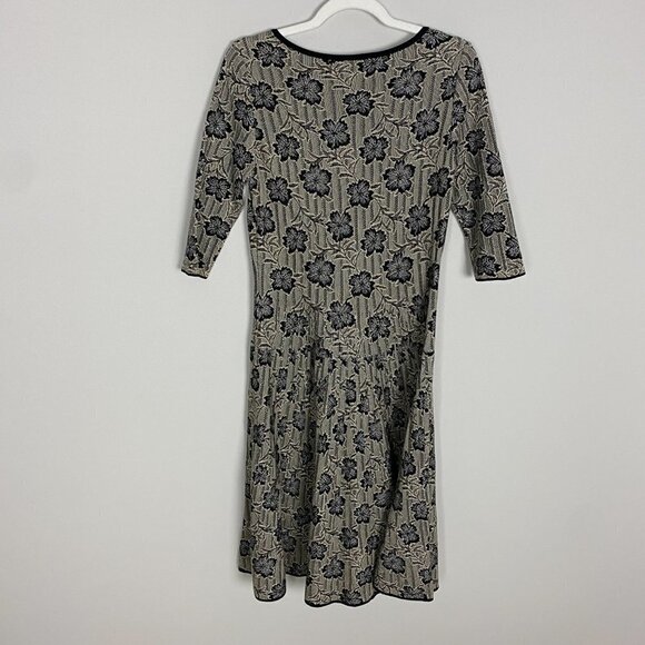 Peruvian Connection Floral Knit Sweater Dress Womens Small S Tan Black Pima - Picture 5 of 7
